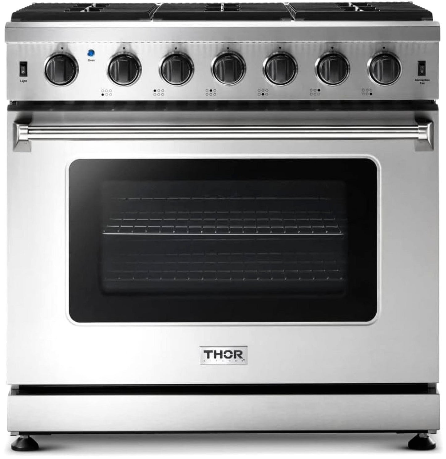 Thor Kitchen LRG3601U 36-Inch Professional Freestanding Gas Range with Convection Oven, Stainless Steel
