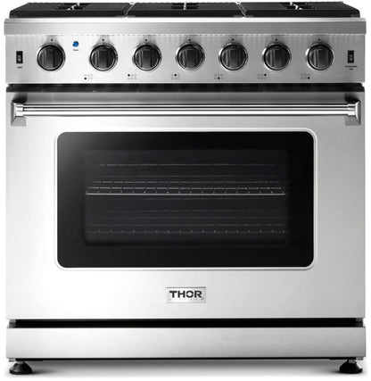Thor Kitchen LRG3601U 36-Inch Professional Freestanding Gas Range with Convection Oven, Stainless Steel