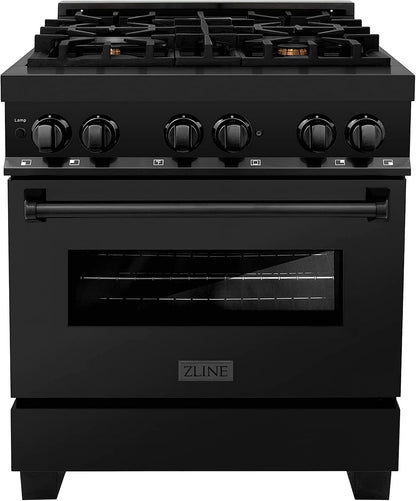 ZLINE Legacy 30-inch 4.0 Cu. Ft. Dual Fuel Range with Brass Burners, Black Stainless Steel (RAB-BR-30)