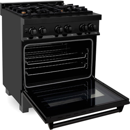 ZLINE Legacy 30-inch 4.0 Cu. Ft. Dual Fuel Range with Brass Burners, Black Stainless Steel (RAB-BR-30)