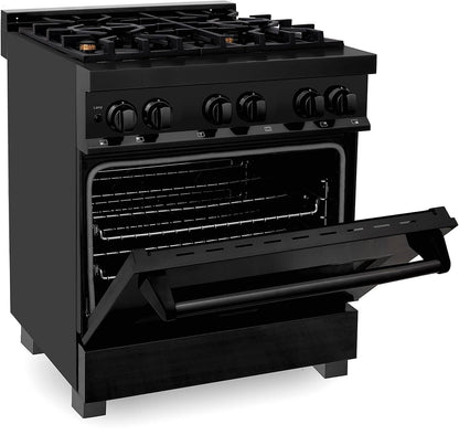 ZLINE Legacy 30-inch 4.0 Cu. Ft. Dual Fuel Range with Brass Burners, Black Stainless Steel (RAB-BR-30)