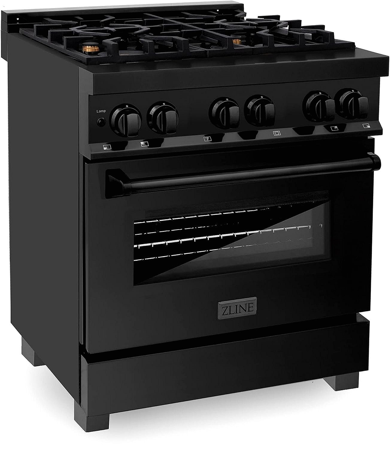 ZLINE Legacy 30-inch 4.0 Cu. Ft. Dual Fuel Range with Brass Burners, Black Stainless Steel (RAB-BR-30)