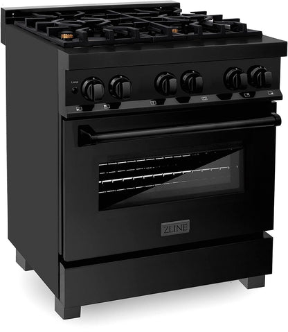 ZLINE Legacy 30-inch 4.0 Cu. Ft. Dual Fuel Range with Brass Burners, Black Stainless Steel (RAB-BR-30)