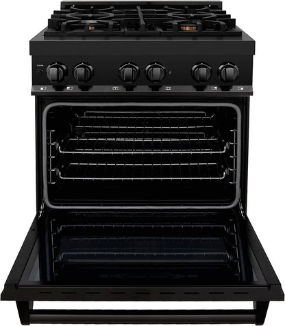 ZLINE Legacy 30-inch 4.0 Cu. Ft. Dual Fuel Range with Brass Burners, Black Stainless Steel (RAB-BR-30)