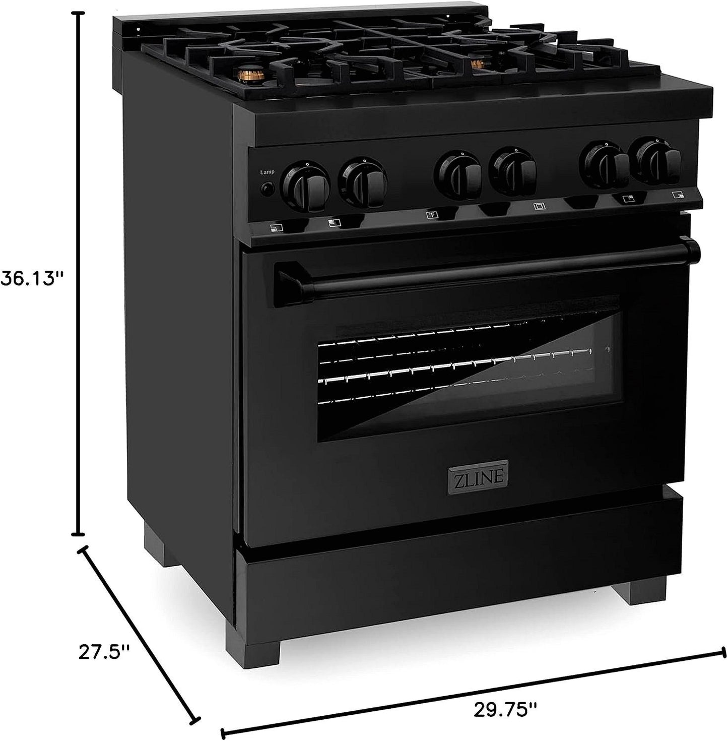 ZLINE Legacy 30-inch 4.0 Cu. Ft. Dual Fuel Range with Brass Burners, Black Stainless Steel (RAB-BR-30)