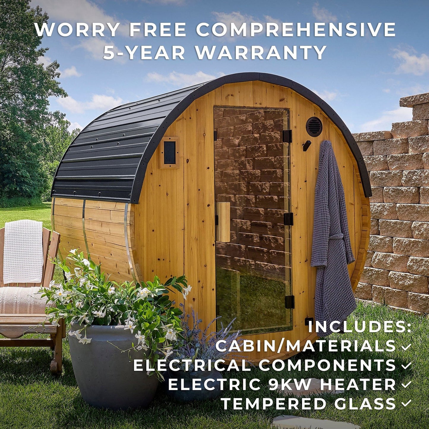 Paxton Outdoor Barrel Sauna – 2-4 Person