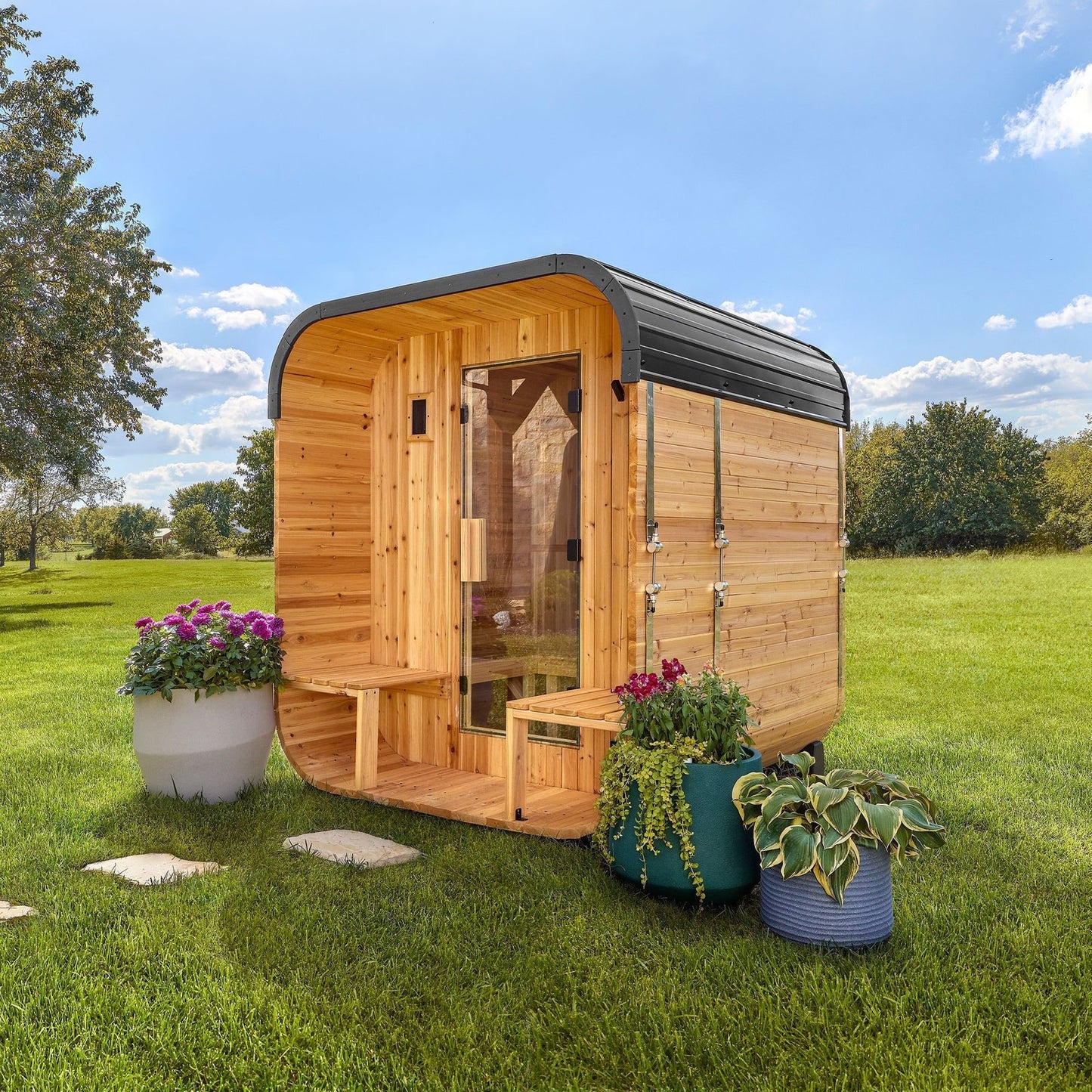 Lennon Outdoor Cube Sauna with Porch – 2-4 Person