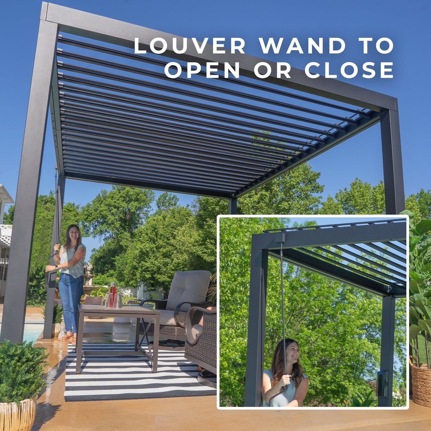 10×10 Sarasota Steel Louvered Pergola
